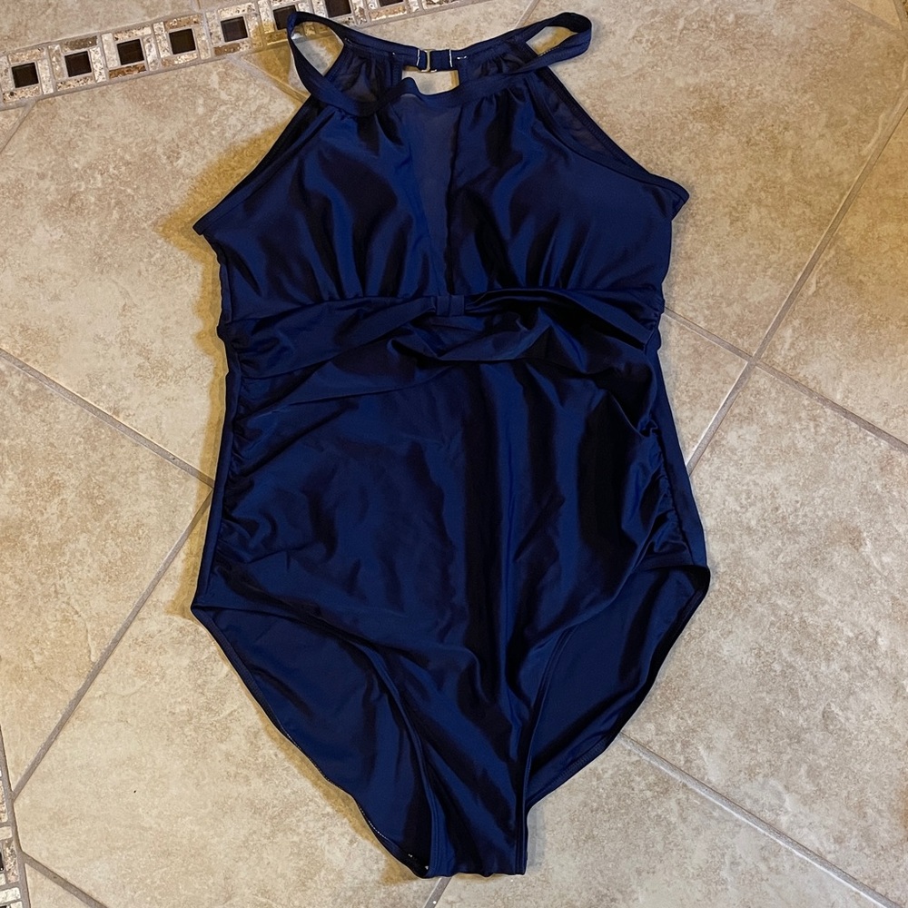 Women's One Piece Swimsuit xxl Navy Blue - Picture 6 of 8